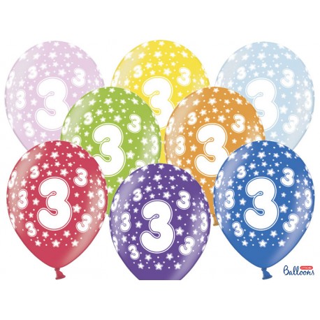 Ballons Chiffre 3 Ronds 32 cm