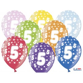 Ballons Chiffre 5 Ronds 32 cm