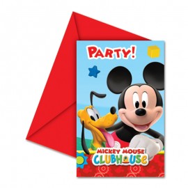 6 Cartes d'Invitation Mickey Mouse
