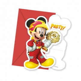 6 Cartes d'Invitation Mickey Pilote