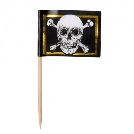 24 Cure-Dent Drapeau Pirate 7 cm