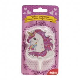 Bougie 2D Licorne Rose