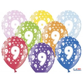 Ballons Chiffre 9 Ronds 32 cm