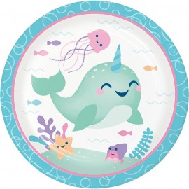 8 Assiettes Licorne Baleine 23 cm