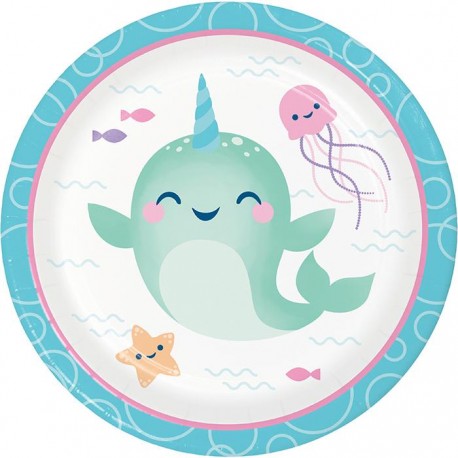 8 Assiettes Licorne Baleine 18 cm