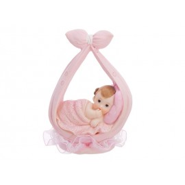 Figurine Bébé Fille dans un Foulard Rose