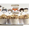 Kit de 6 Supports à Cupcakes et Pics en Bois Animaux de la Forêt