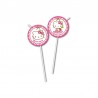 6 Pailles Médaillons Hello Kitty