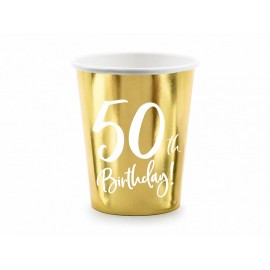 6 Gobelets Dorés 50ème Anniversaire 220 ml