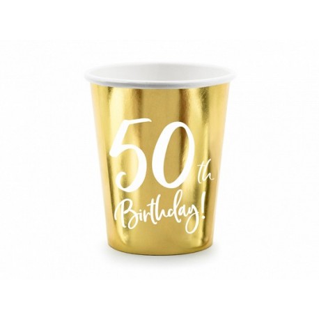 6 Gobelets Dorés 50ème Anniversaire 220 ml