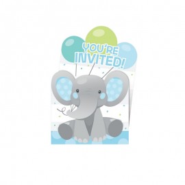 8 Invitations d'Éléphant Bleu