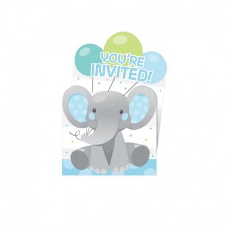 8 Invitations d'Éléphant Bleu