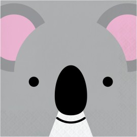16 Serviettes Koala Visages d'Animaux 33 cm