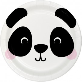 8 Assiettes Panda Visages d'Animaux 23 cm