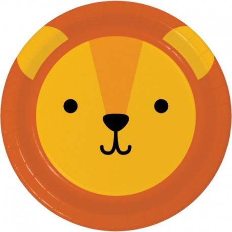8 Assiettes Lion Visages d'Animaux 23 cm