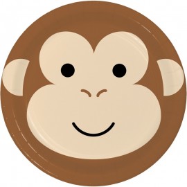 8 Assiettes Singe Visages d'Animaux 18 cm