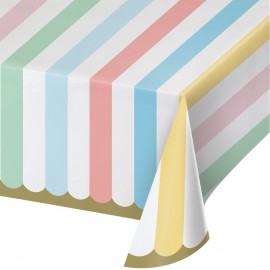 Nappe de Table Pastel à Détails Dorés 137 x 259 cm