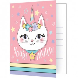 8 Invitations Chat Licorne