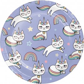 8 Assiettes Chat Licorne 18 cm