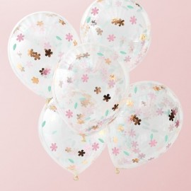 5 Ballons à Confettis Floraux