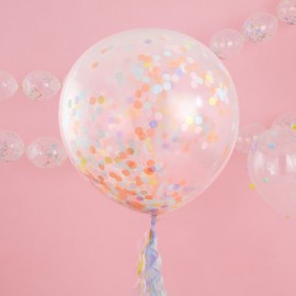 3 Ballons à Confettis aux Couleurs Pastel 90 cm