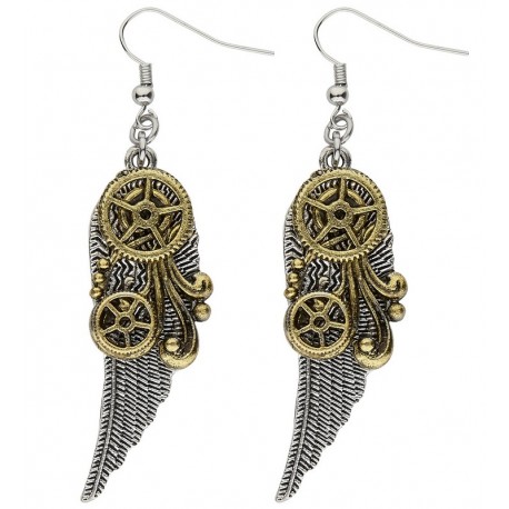 Boucles d'Oreilles Steampunk avec Ailes