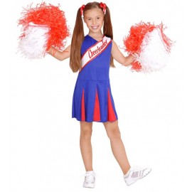 Déguisement de Pom-Pom Girl Bleu et Rouge pour Enfant