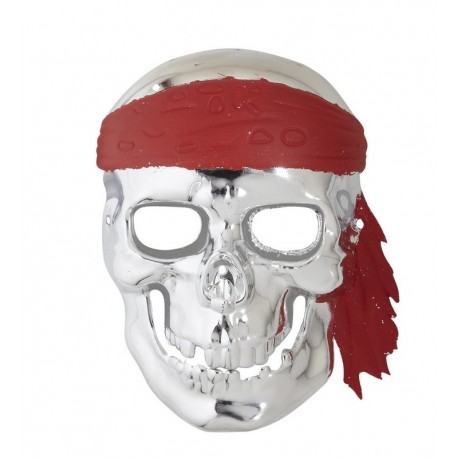Masque de Crâne de Pirate Argenté