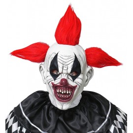 Masque Pleine Tête de Clown d'Horreur avec Cheveux