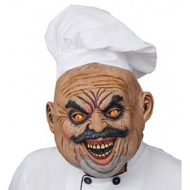 Masque Pleine Tête de Chef Cuisinier Malveillant avec Toque