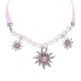 Collier de Perles Edelweiss avec Strass Rose