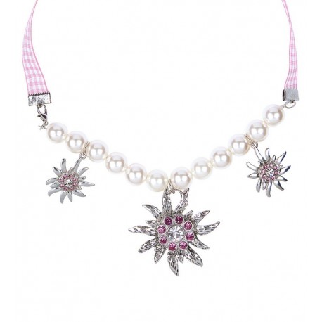Collier de Perles Edelweiss avec Strass Rose