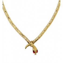 Collier Serpent Doré aux Yeux Rouges