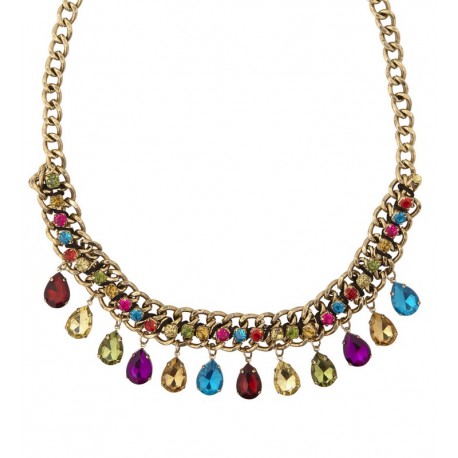 Collier en Or avec Gemmes Colorées