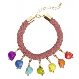 Bracelet Cordé avec 7 Crânes Colorés