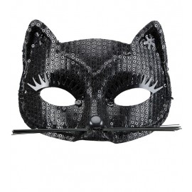 Masque de Chat à Sequins Noirs