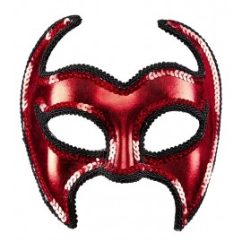 Masque de Diable Métallisé avec Bordure en Paillettes