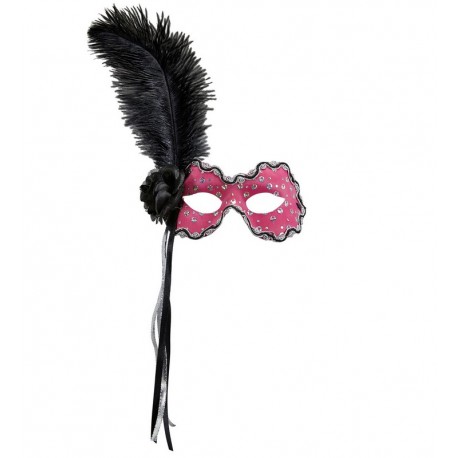 Masque Brésil Fluorescent avec Rose et Plume