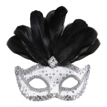 Masque Rialto à Sequins et Plumes
