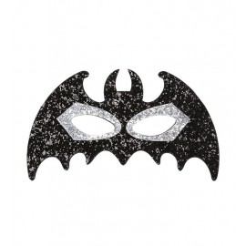 Masque de Chauve-souris Scintillant Noir et Argent