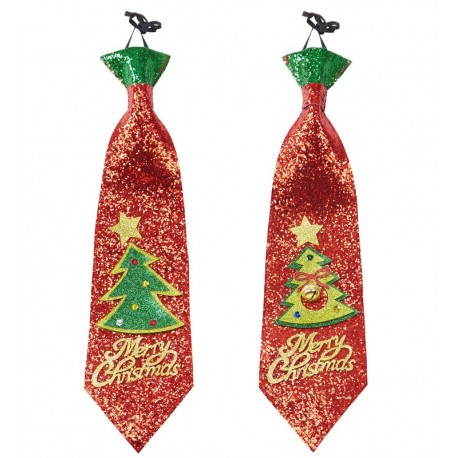 Cravate de Sapin de Noël à Paillettes