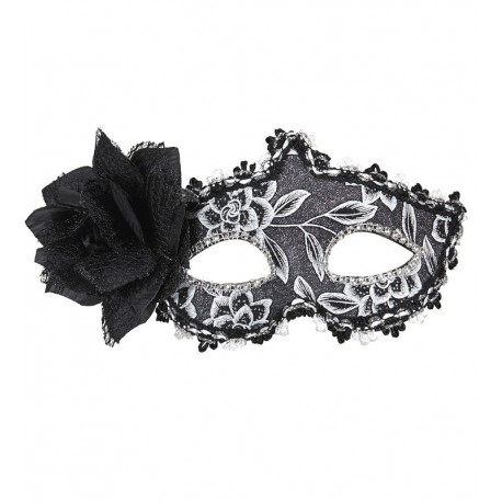 Masque Pailleté avec Rose Noire