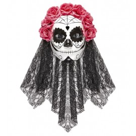 Masque Catrina avec Voile et Roses