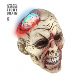 Tête de Zombie avec Cerveau qui Change de Couleur