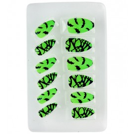 Set de 12 Faux Ongles Fluorescents de Chauves-souris