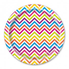 8 Assiettes Rondes Motif Chevron 23 cm 8 Assiettes Rondes Motif Chevron 23 cm