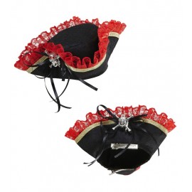 Mini Tricorne Pirate avec Crâne en Strass