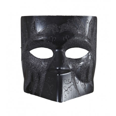 Masque de Doge Noir à Paillettes