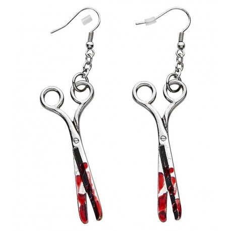 Boucles d'Oreilles Ciseaux Ensanglantés