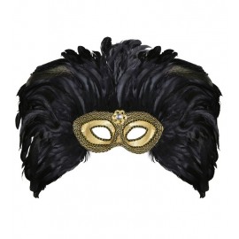 Masque Doré avec Pierres et Plumes